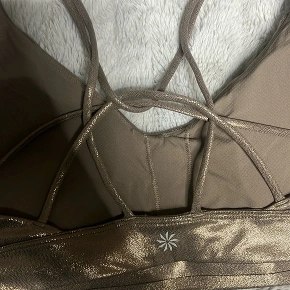 NWT Athleta Gold Metallic Solace Sports Bra- Size Medium - Picture 6 of 9